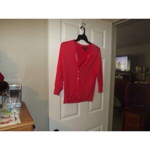 Ellen Tracy Sweatshirt Womens Size  Large Pink Viscose/Nylon L/S Button Up